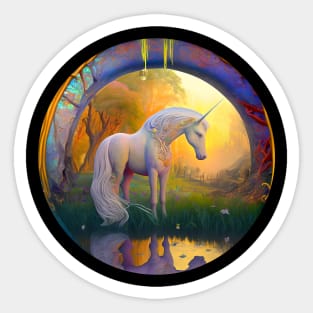 Unicorn in a Garden Sticker